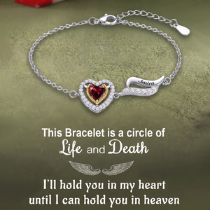 Always In My Heart, Personalized Angel Wings Birthstone Bracelet