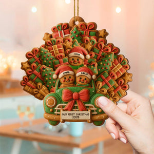 Personalized Christmas Family Ornament With Gingerbread In The Van