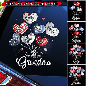 Sweet Heart Grandma Auntie Mom Kids American Flag Pattern - Personalized Sticker