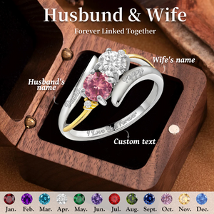 I Love You Forever, Personalized Couple Promise Birthstone Ring