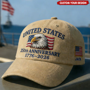 Custom Name United States 250th Anniversary Hat 1776–2026 Eagle Cap