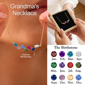 Personalized Family Birthstone Necklace, Gift For Grandma Mom