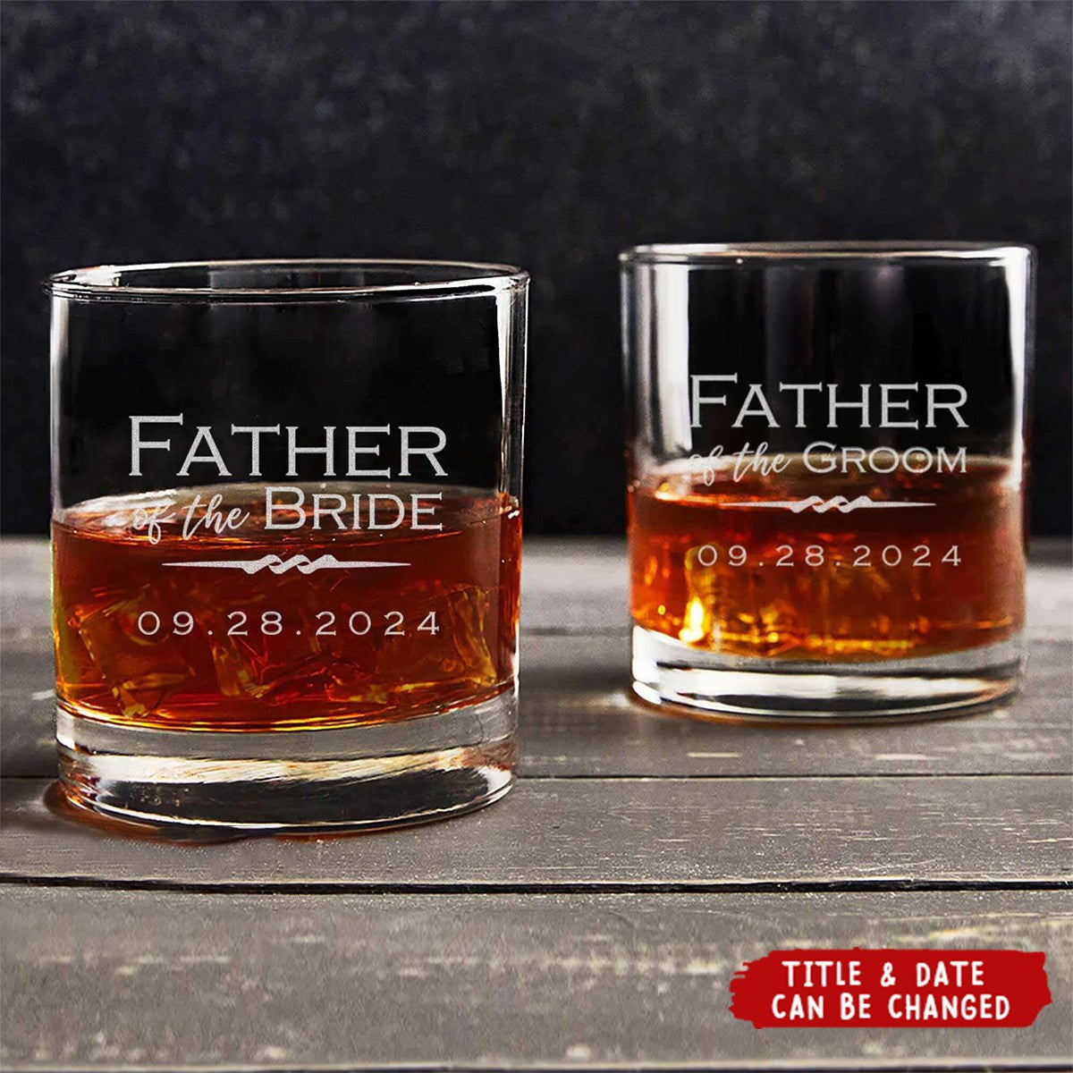 Personalized Father of the Bride or Father of the Groom Whiskey Glass