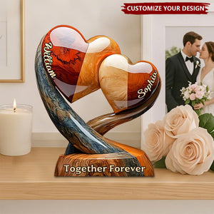 Together Forever - Personalized Two Heart Couple Plaque