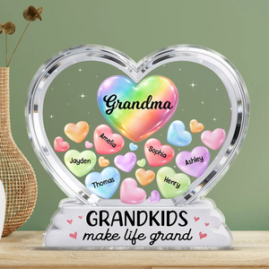 Grandma's Sweethearts In Heart - Personalized Acrylic Block Plaque