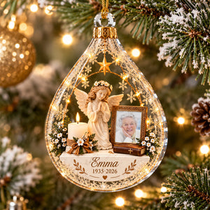 Personalized Memorial Photo Angel Ornament - Custom Remembrance Keepsake