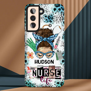 Messy Bun Nurse, CNA, CMA, Doctor - Nurse Life Scrubs Nurse Day Personalized Phone case