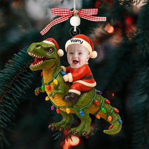 Baby's Christmas - Custom Photo With Dinosaur Ornament