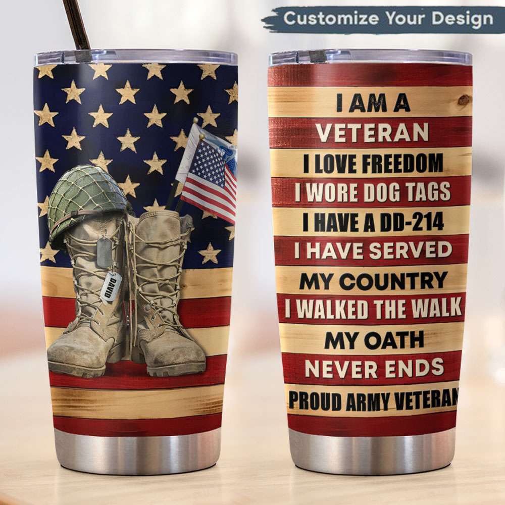 Personalized Military Tumbler Cup - My Oath Never Ends