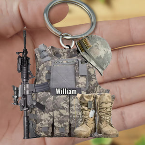 Personalized Military Uniform Acrylic Keychain - Gift For Veterans Soldier