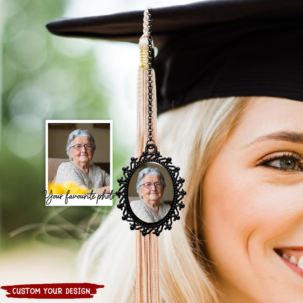 Personalized Photo Graduation Cap Charm, Memorial Photo Charm