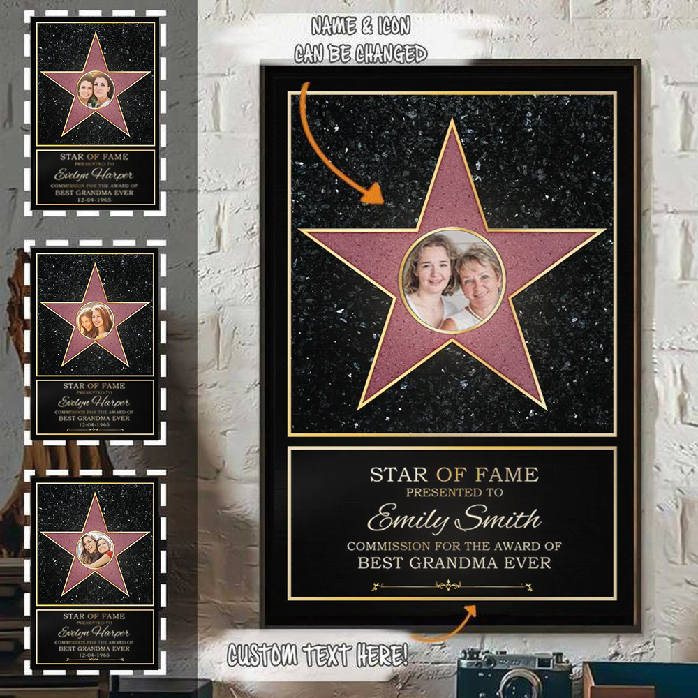 Custom Photo Star Of Fame, Best Mom Of The Year - Family Personalized Custom Vertical Poster