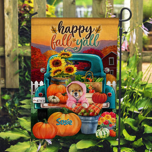 Happy Fall Yall - Personalized Photo And Name Garden Flag
