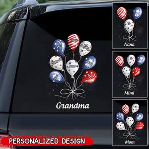 Grandma Mom Little Balloon Kids American Flag Personalized Sticker