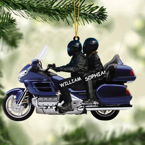 Personalized Biker Couple Motorcycle Ornament, Christmas Gift For Couple