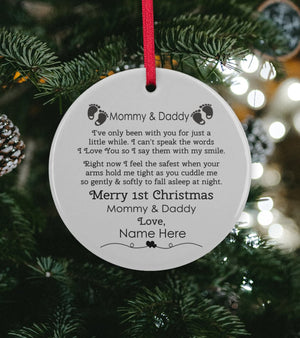 MOMMY DADDY 1ST CHRISTMAS SPECIAL - Personalized Ceramic Ornament