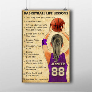 Personalized Basketball Poster, with custom Name, Number, Appearance & Landscape, Vintage Style