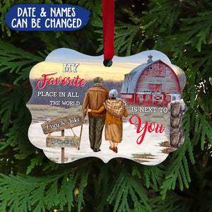 Personalized Husband Wife Red Barn Christmas Acrylic Ornament