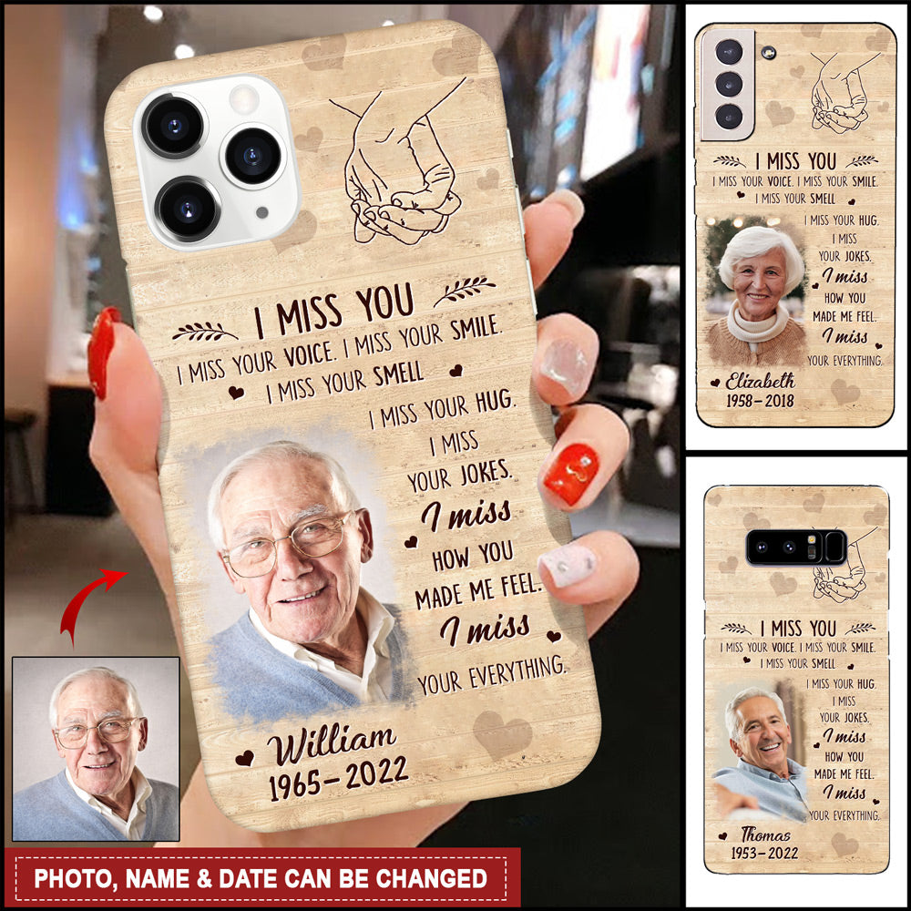 Memorial Custom Photo Gift, I Miss Your Everything Personalized Glass Phone Case