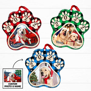 Christmas Dog Cat Photo Paw Ornament- Personalized Acrylic Ornament