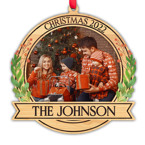 Personalized Name And Text, Custom Photo, Personalized Family Chirstmas Wooden Ornament