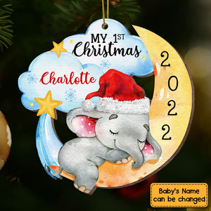 Elephant Baby First Christmas - Personalized Christmas Acrylic Ornament