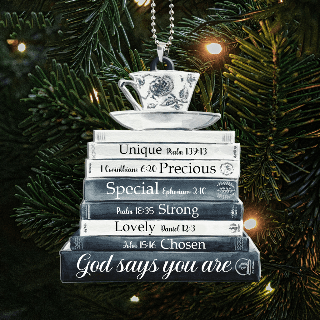 Book Stack God Says You Are Ornament - Personalized Acrylic Ornament