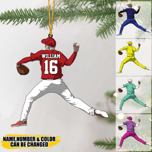 Personalized Baseball Ornament Pitcher Christmas Acrylic Ornament