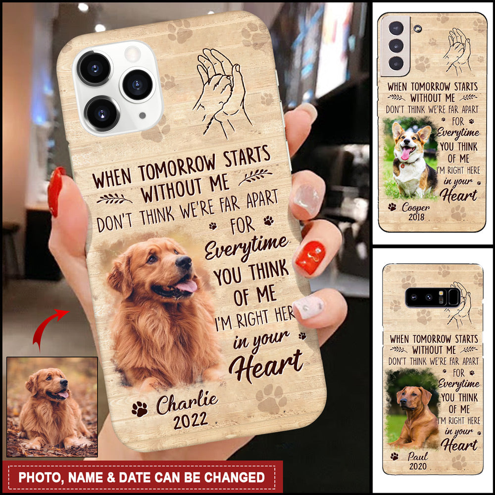 Memorial Custom Photo Gift For Pet Lovers, I'm Right Here In Your Heart Personalized Glass Phone Case