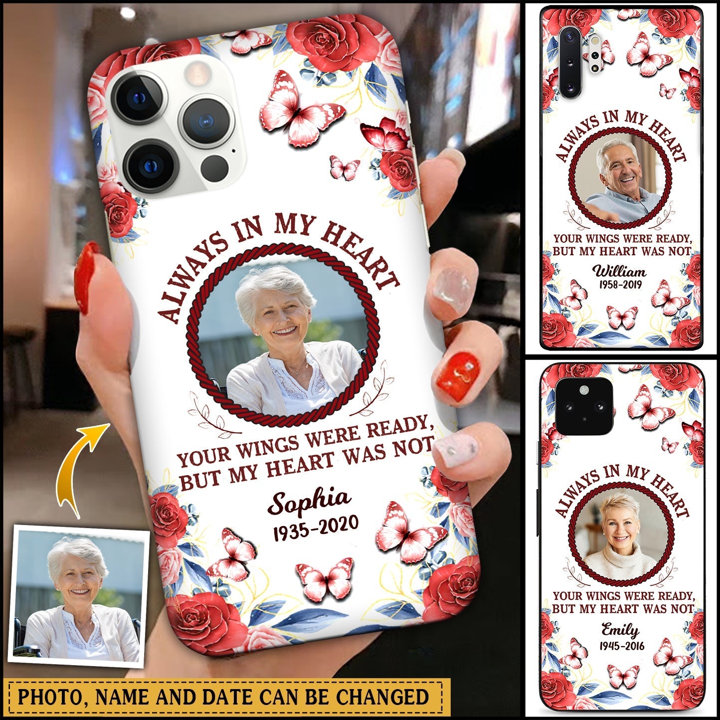 Always In My Heart Your Wings Were Ready Personalized Upload Photo Phone Case