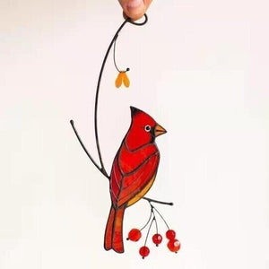 Pair of Cardinal bird stained ornament