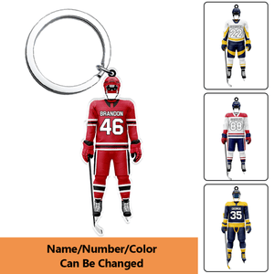 Personalized Gift Hockey Equipment Keychain
