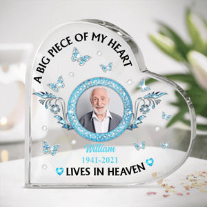 Custom Personalized Memorial Heart Acrylic Plaque - A Big Piece Of My Heart Live In Heaven