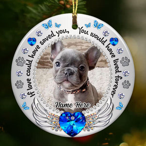 Personalized Memo Photo Dog Cat Circle Ceramic Ornament
