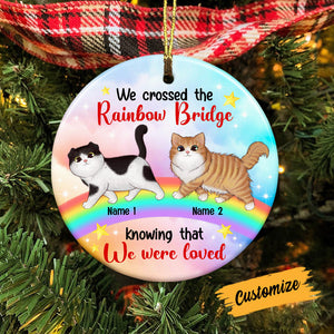 Personalized Cat Mom Cat Rainbow Bridge Christmas Ornament (Porcelain)