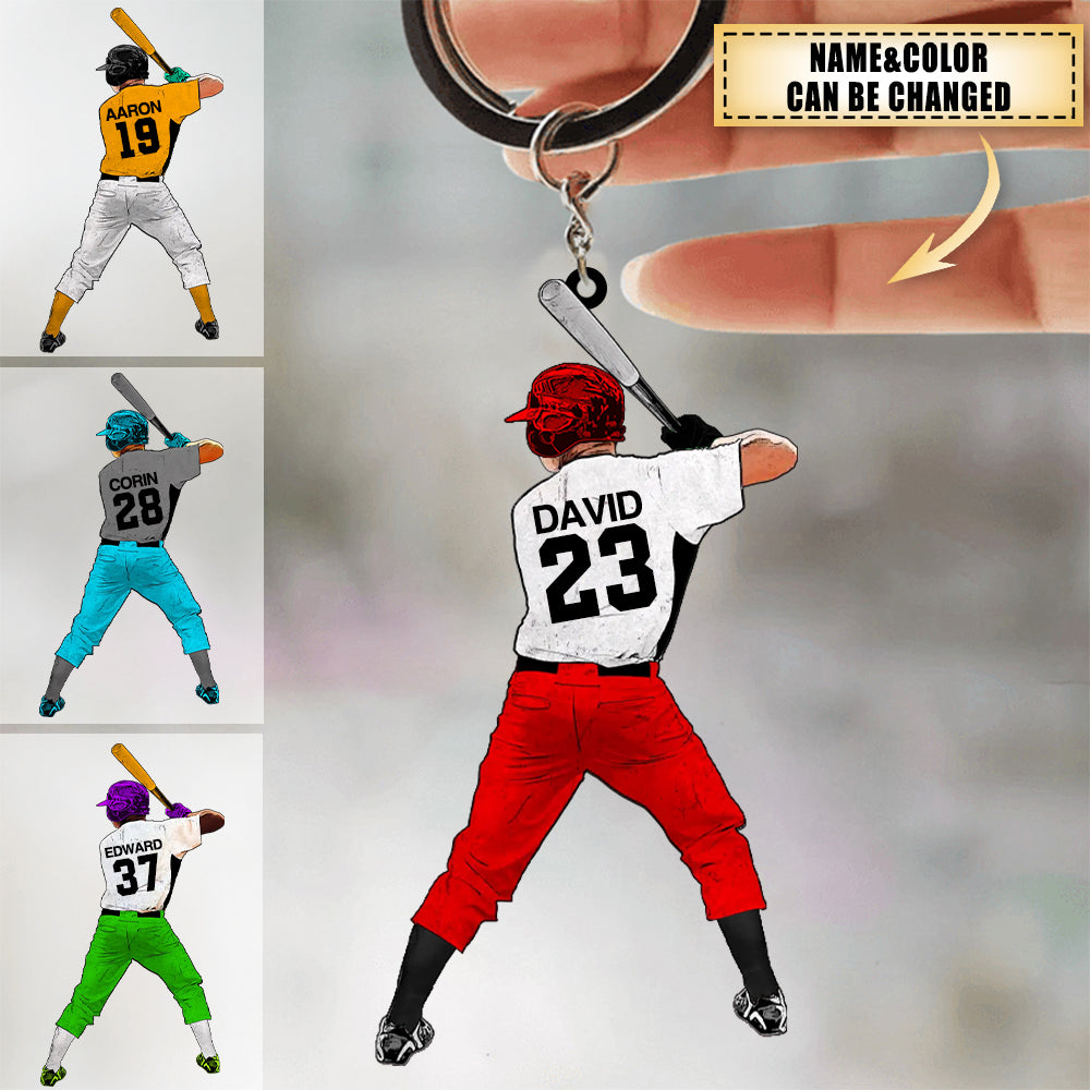 Personalized Baseball Player Acrylic Keychain - Gift For Baseball Lover