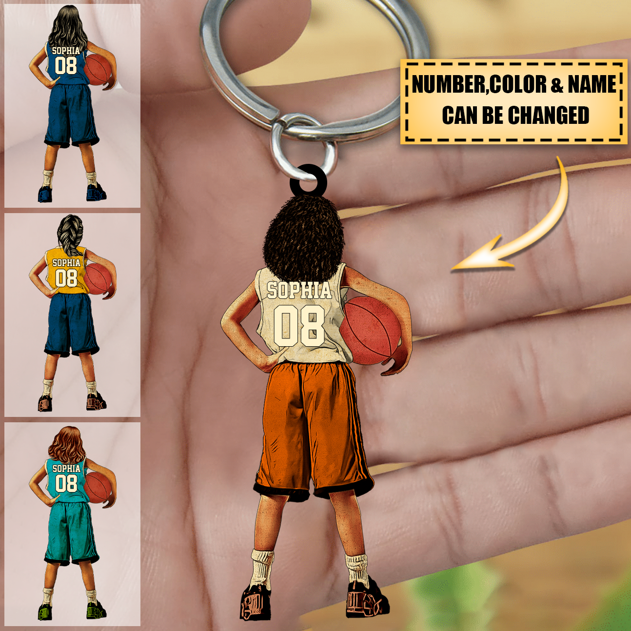 Custom Personalized Basketball Girl Acrylic Keychain - Sport Gifts For Basketball Lover
