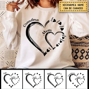 Personalized Mom Grandma And Grandkids Hearts Gift For Grnadma Sweatshirt