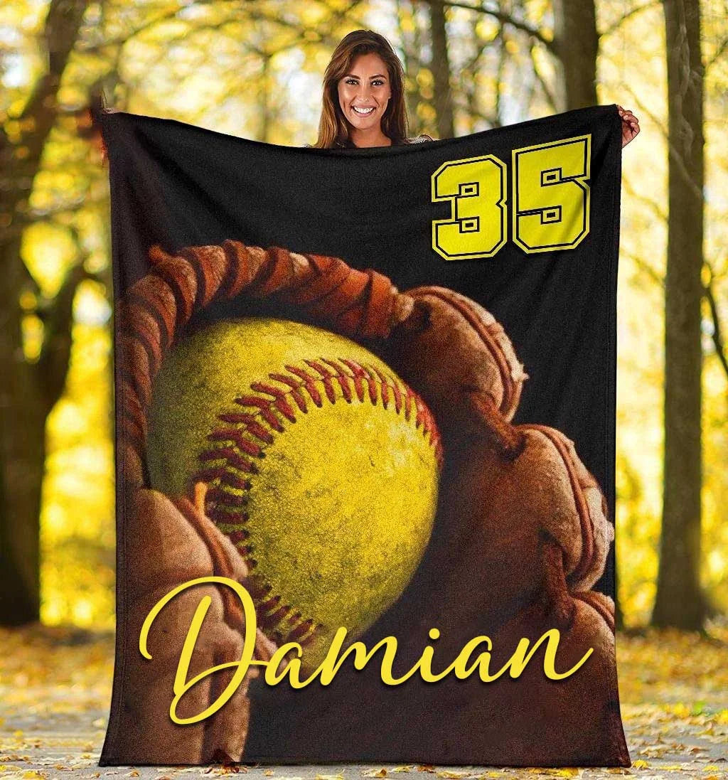 Personalized Lovely Kid Baseball/Softball Blanket for Comfort & Unique