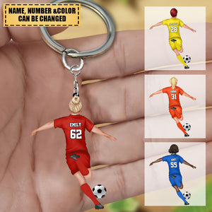 Personalized Soccer Player Christmas Acrylic Keychain