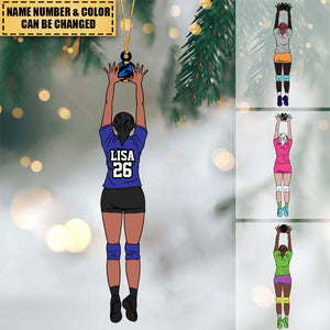 Personalized Volleyball Blocking Girl Christmas Acrylic Ornament