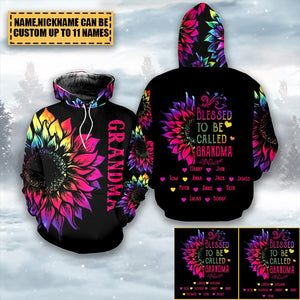 Grandma Kid Sunflower Hoodie -Personalized All Over Print Hoodie