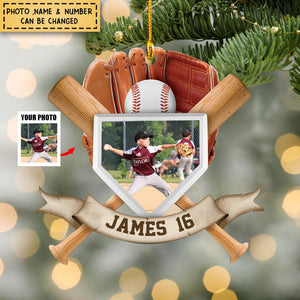 Christmas Gift For Baseball Son - Personalized Acrylic Photo Ornament