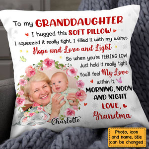 To My Granddaughter Elephant Photo Pillow - Personalized Pillow
