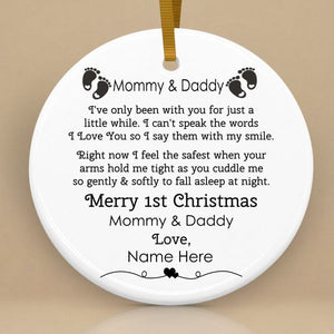 MOMMY DADDY 1ST CHRISTMAS SPECIAL - Personalized Ceramic Ornament