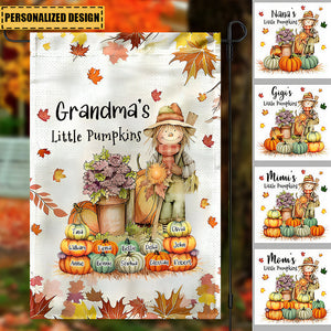Fall Season Nana's Little Pumpkins Scarecrow Grandma Personalized Flag