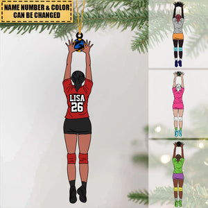 Personalized Volleyball Blocking Girl Christmas Acrylic Ornament