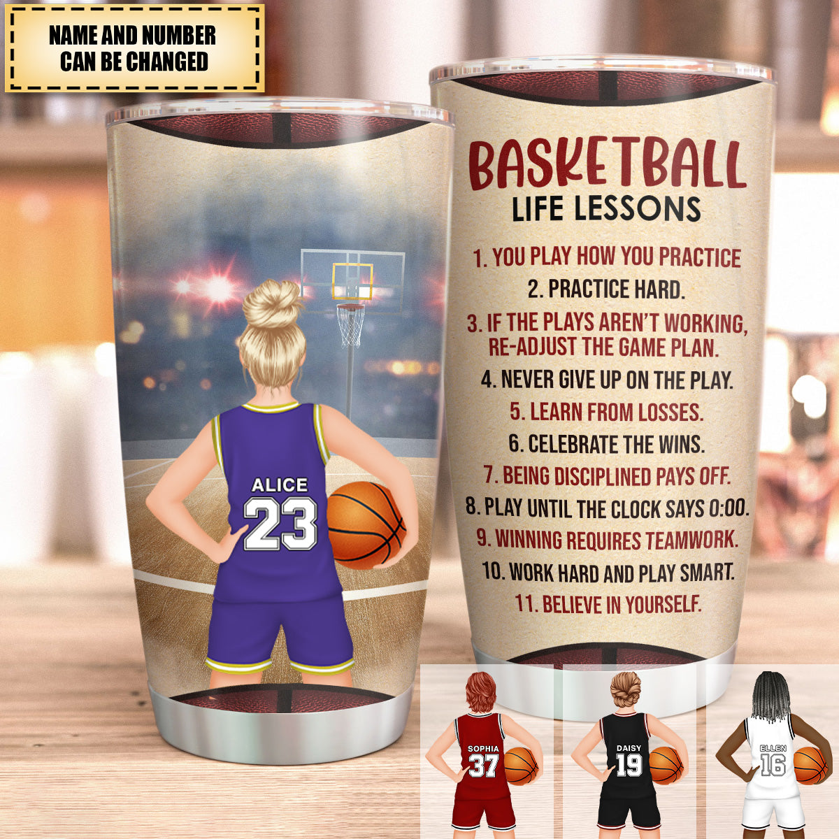 Basketball Life Lessons, Basketball Female Player Custom Tumbler, Gift For Basketball Lovers
