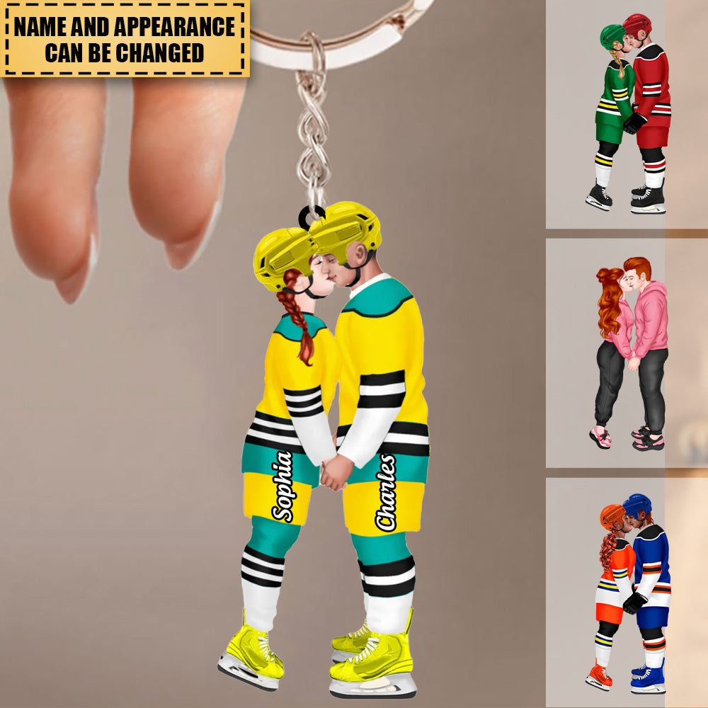 Personalized Acrylic Keychain - Gift For lce Hockey Couple