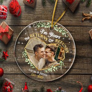 CUSTOM COUPLE PHOTO CHRISTMAS ACRYLIC ORNAMENT